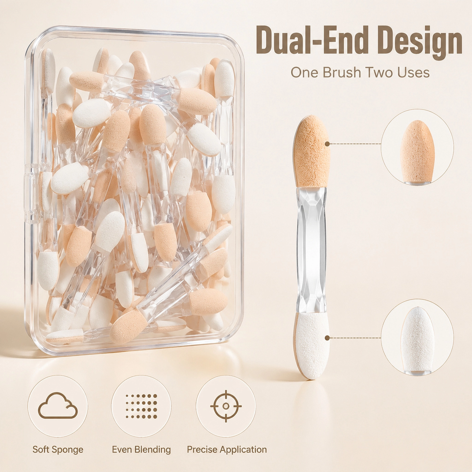 20pcs Disposable Dual-Sided Eyeshadow Brush Set — Soft Sponge Tip, Hygienic & Travel-Friendly (20pcs)