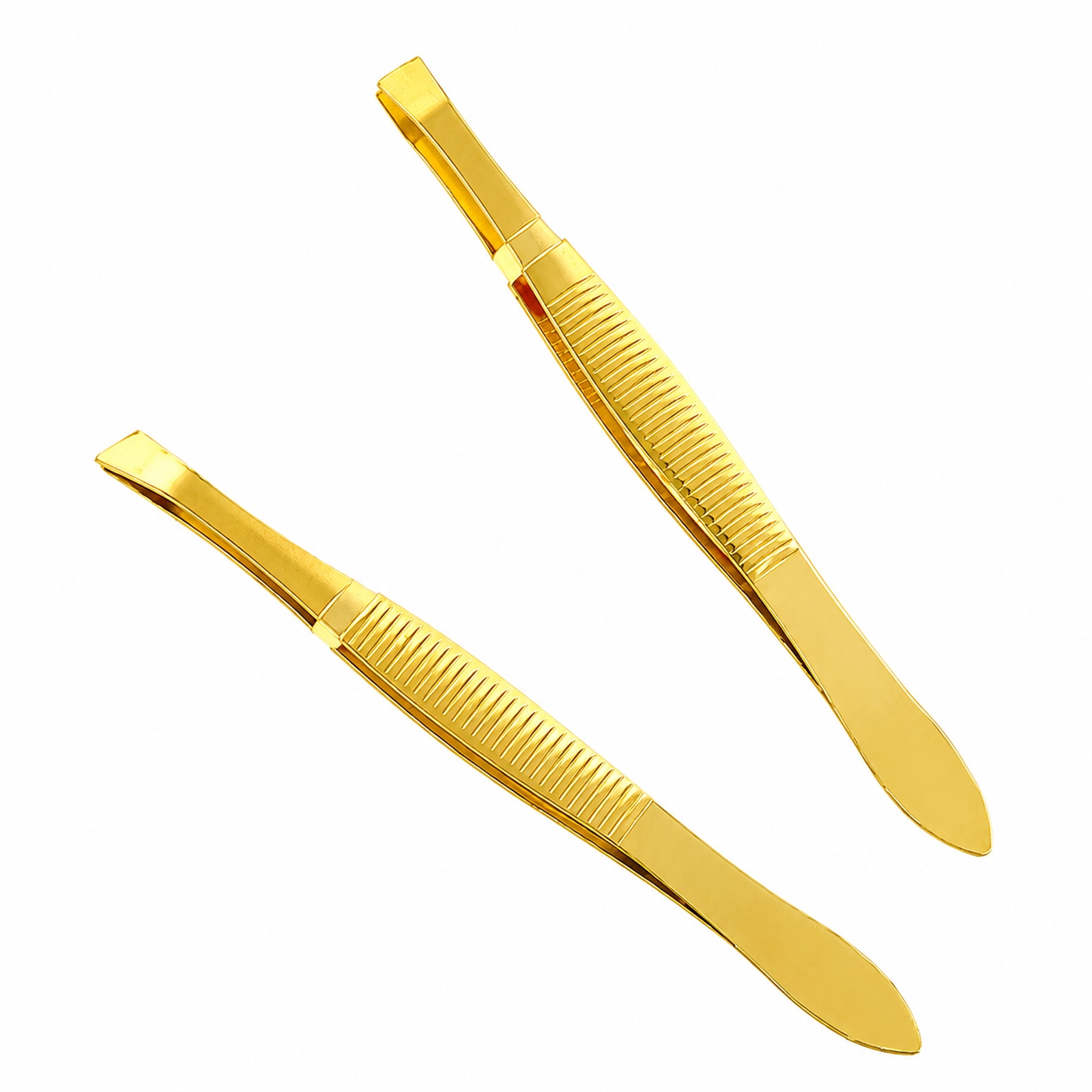 Gold Slant & Straight Tip Eyebrow Tweezers Set — Precision Dual-Tip Design, Non-Slip Grip, Stainless Steel with Gold Finish - Image 5