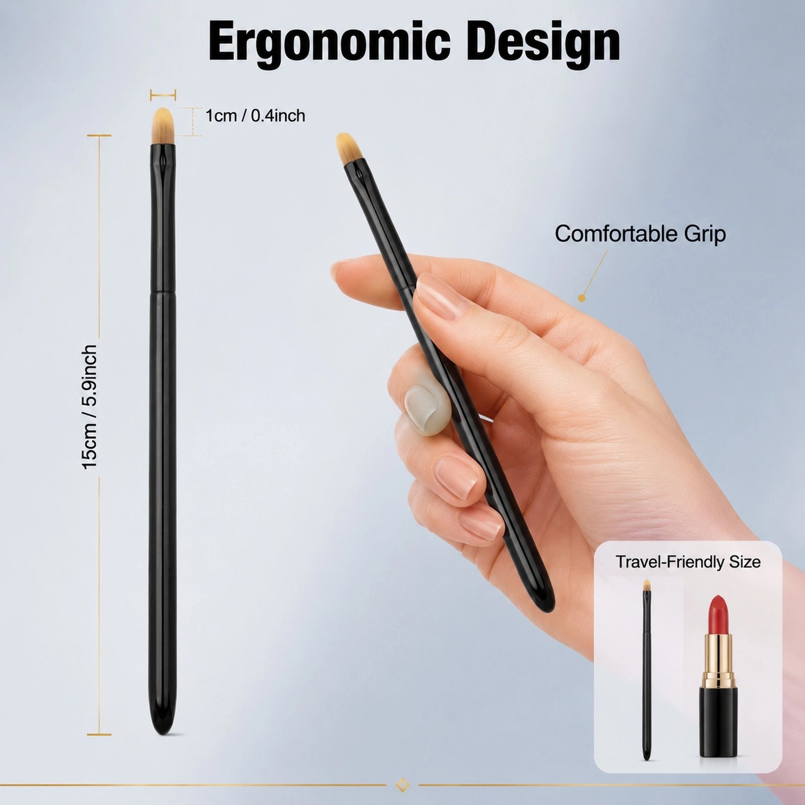 Dual-Ended Concealer & Eyeshadow Brush Set 2pcs — Round & Angled Tips, Black Lacquered Handle