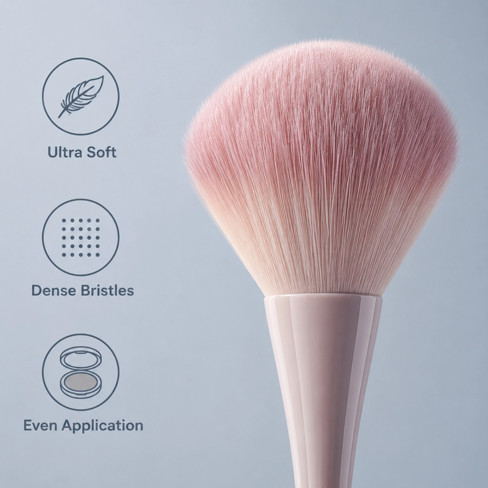 Large Powder Brush — Fluffy & Soft Bristles, Ergonomic Waist-Design Handle (Morandi Color Options) - Image 2
