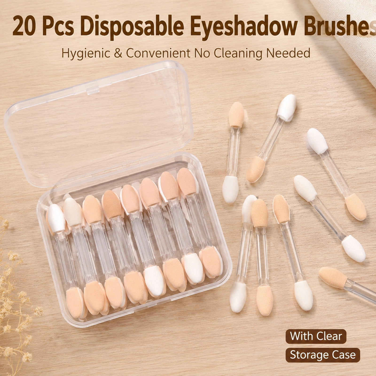20pcs Disposable Dual-Sided Eyeshadow Brush Set — Soft Sponge Tip, Hygienic & Travel-Friendly (20pcs) - Image 4
