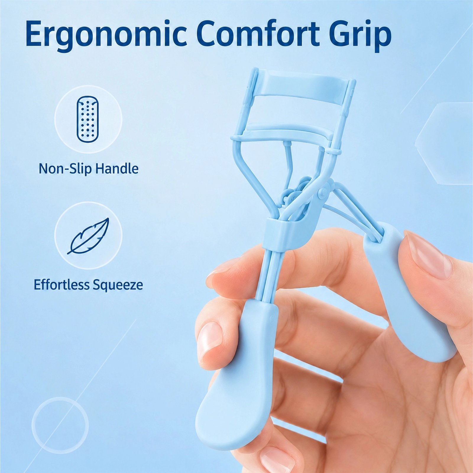 Sky Blue Eyelash Curler — Natural Curl & Long-Lasting Hold, Ergonomic Handle, Lightweight 28g