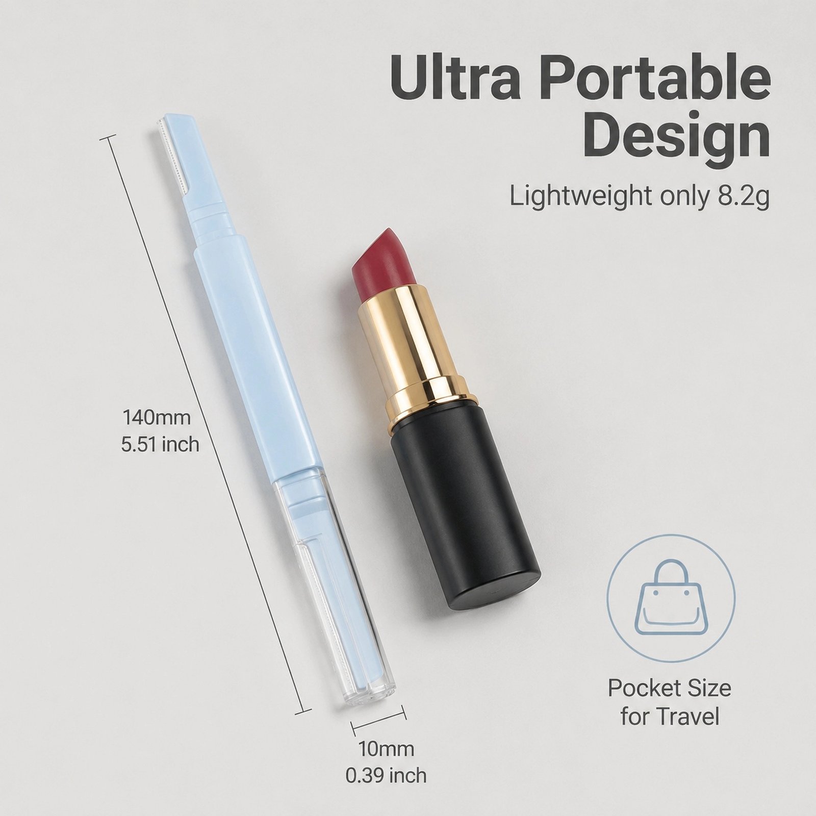 Safety Dual-Head Eyebrow Razor — Micro Guard Mesh, Dual Precision Blades, Portable & Skin-Safe (Sky Blue) - Image 3