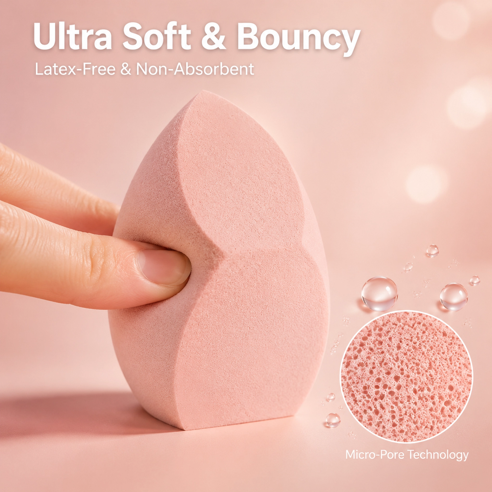 Jumbo 3-Angle Makeup Sponge — Extra-Large Size, Flawless 360° Coverage, Soft & Non-Absorbent (Light Pink) - Image 3
