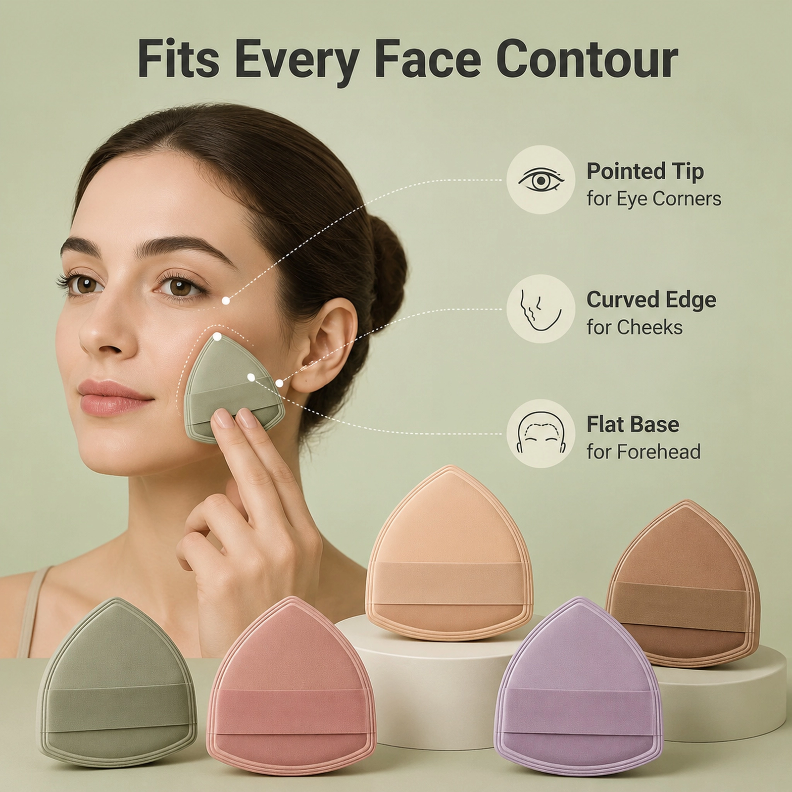 Morandi Soft Triangle Makeup Puff Set — Velvet Touch, Streak-Free Finish, Wet & Dry Use (Multi-Pack) - Image 3