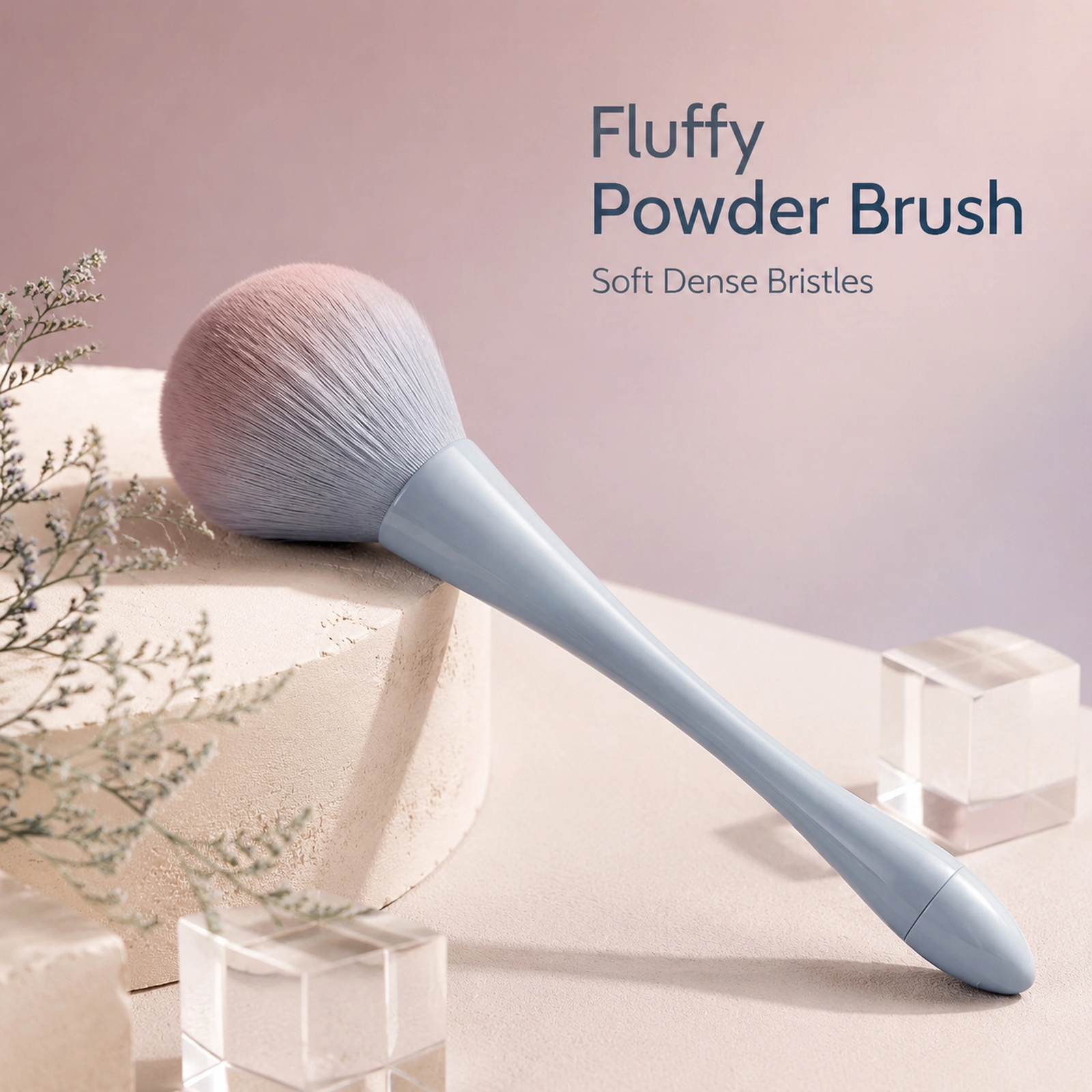 Large Powder Brush — Fluffy & Soft Bristles, Ergonomic Waist-Design Handle (Morandi Color Options)