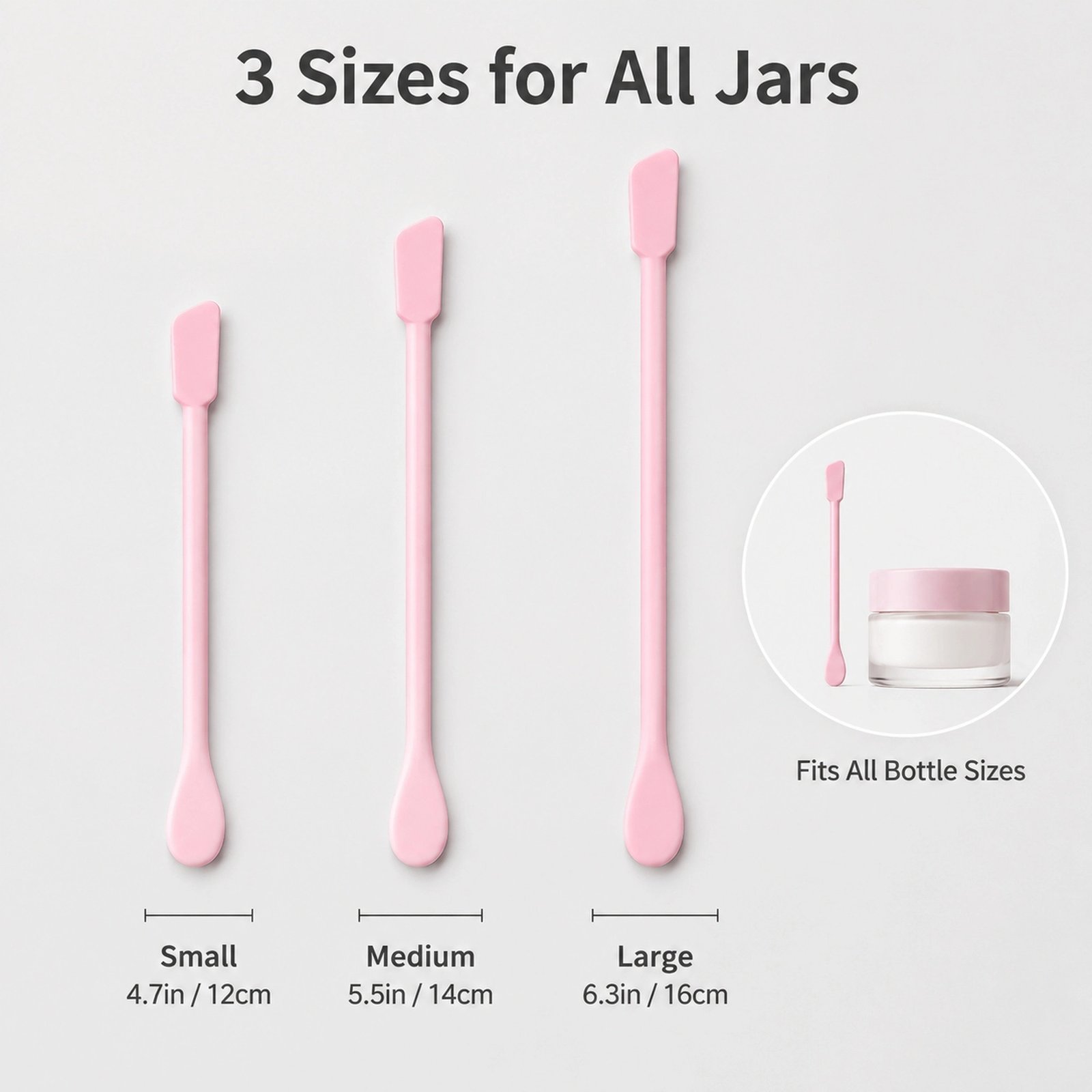 Pink Silicone Cosmetic Spatula Set 3pcs — Dual-Ended Food-Grade Scoop & Spreader, 3 Sizes for All Jars - Image 3