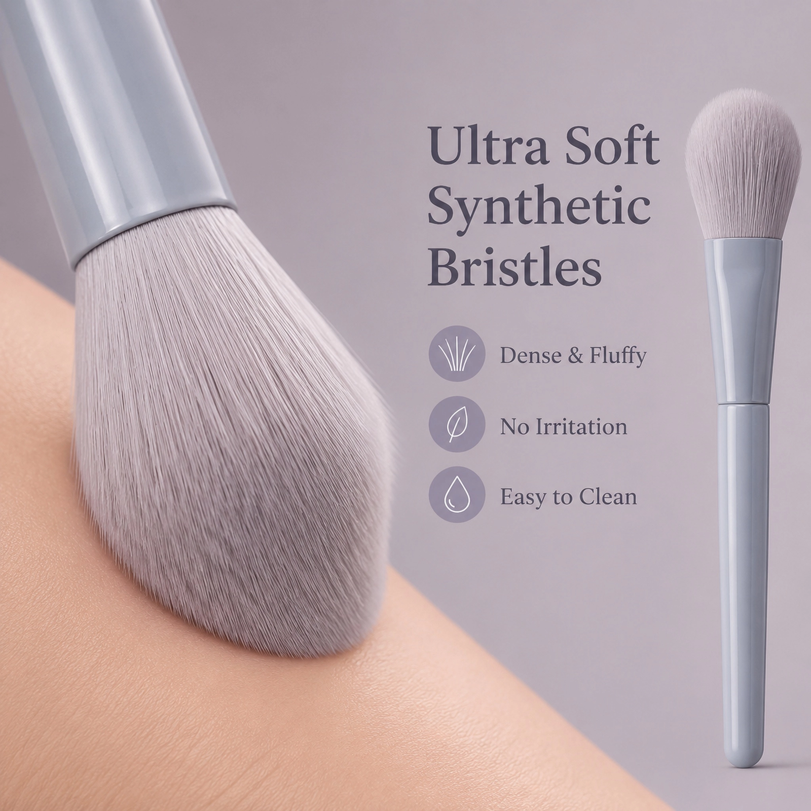 12Pcs Misty Blue Makeup Brush Set with Travel Pouch — Full-Face Kit (Misty Blue) - Image 4