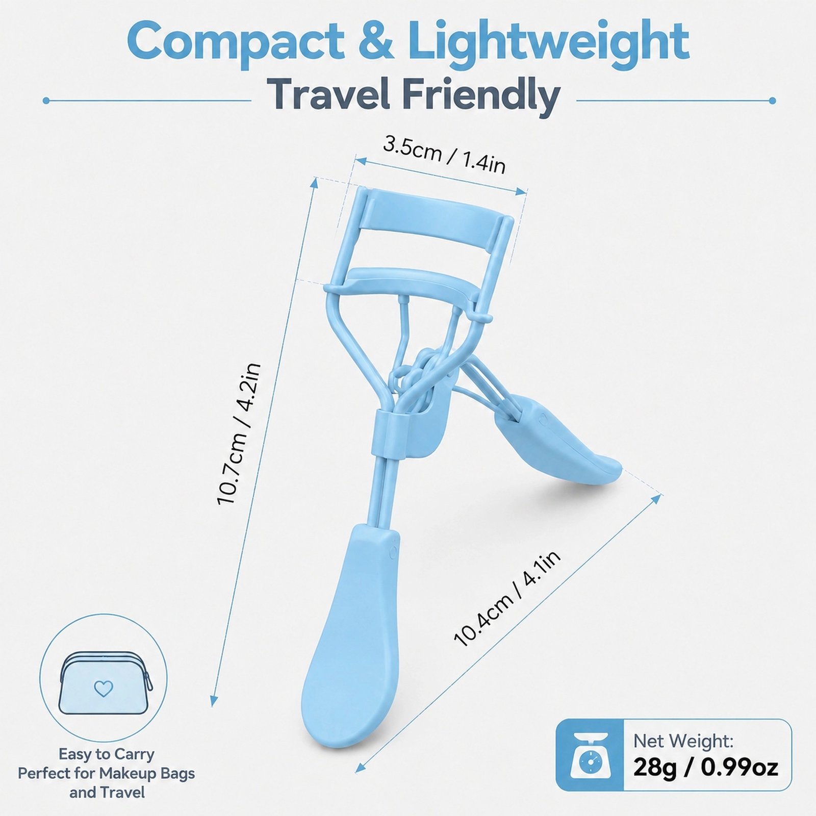 Sky Blue Eyelash Curler — Natural Curl & Long-Lasting Hold, Ergonomic Handle, Lightweight 28g - Image 4
