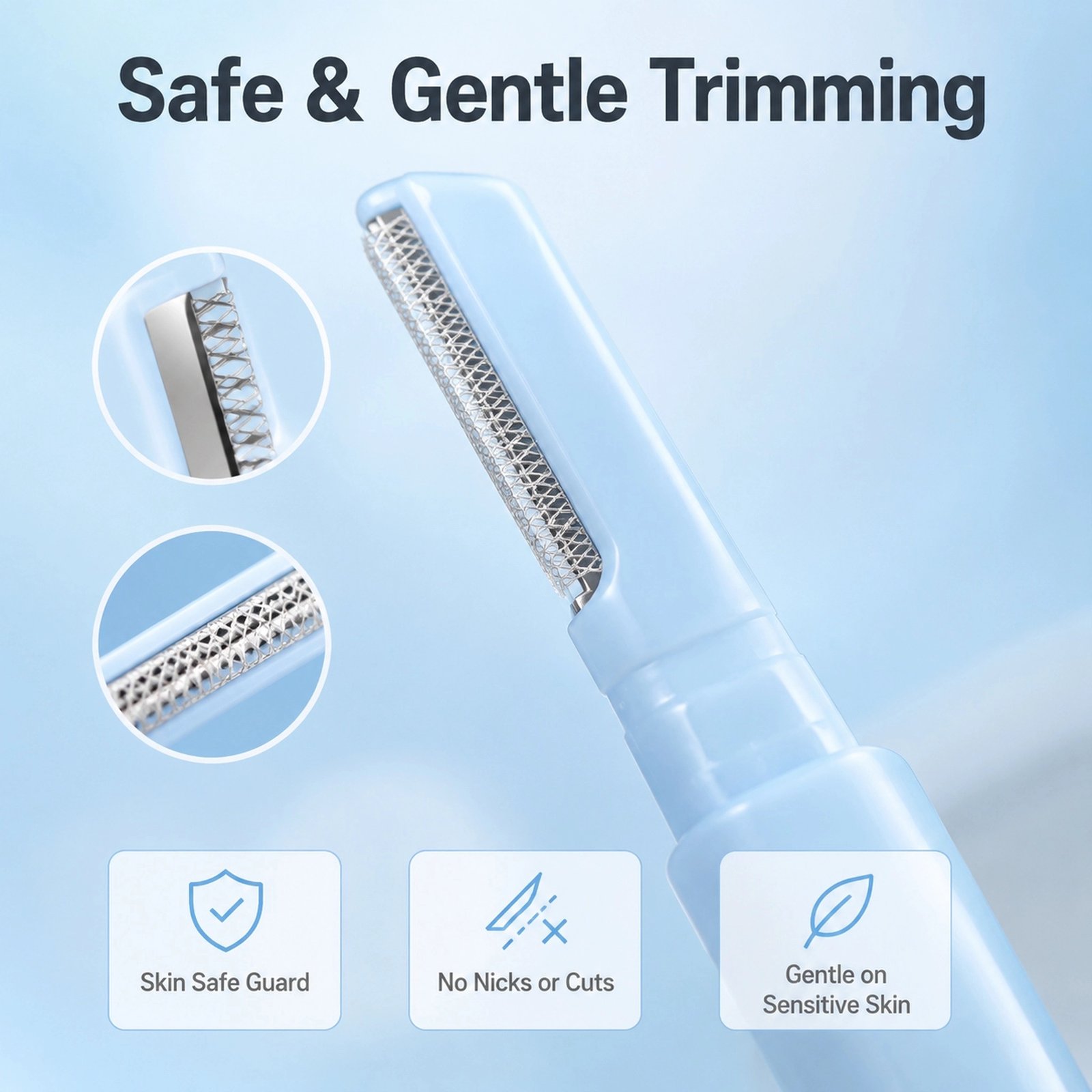 Safety Dual-Head Eyebrow Razor — Micro Guard Mesh, Dual Precision Blades, Portable & Skin-Safe (Sky Blue) - Image 4