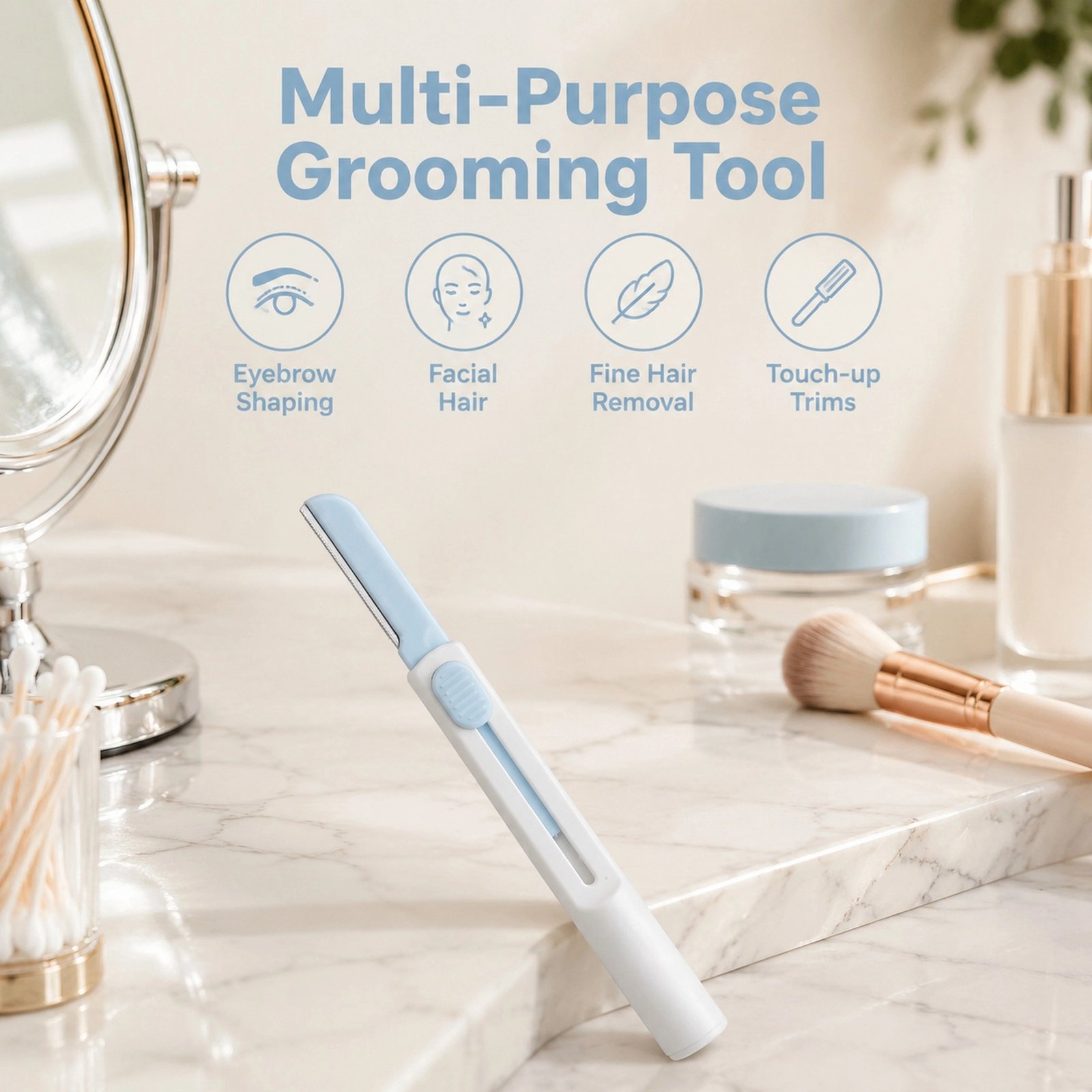 Sky Blue Retractable Eyebrow Razor — Portable Design, Safety Guard Blade, Gentle & Compact (Sky Blue) - Image 3