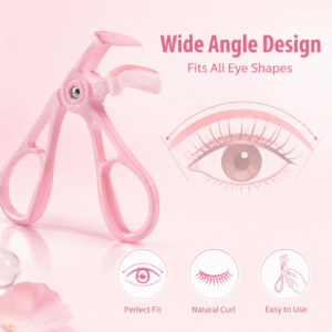 Pink Wide-Angle Mini Eyelash Curler — Precision Localized Curling, Long-Lasting Hold, Beginner-Friendly (Pink)