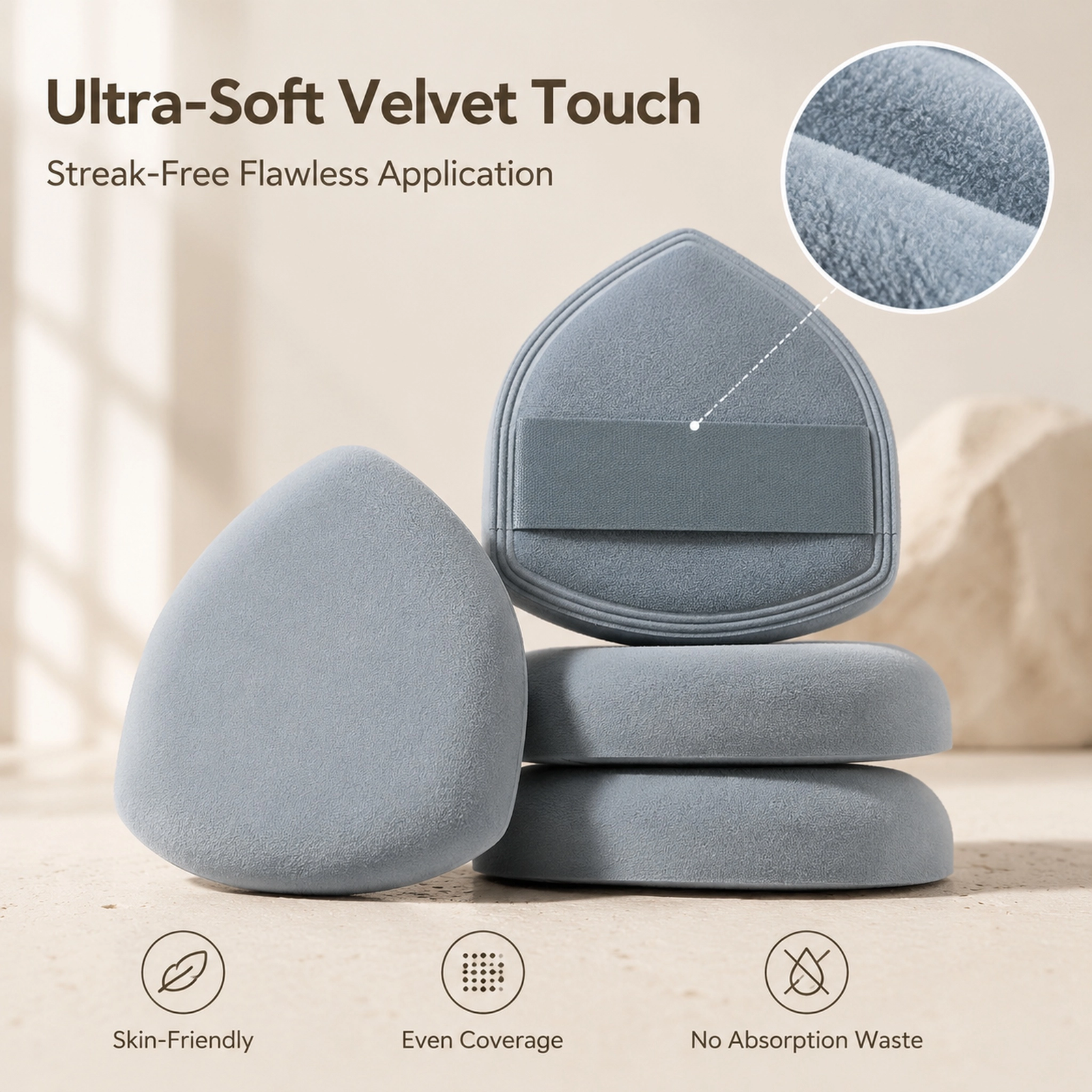 Morandi Soft Triangle Makeup Puff Set — Velvet Touch, Streak-Free Finish, Wet & Dry Use (Multi-Pack) - Image 4