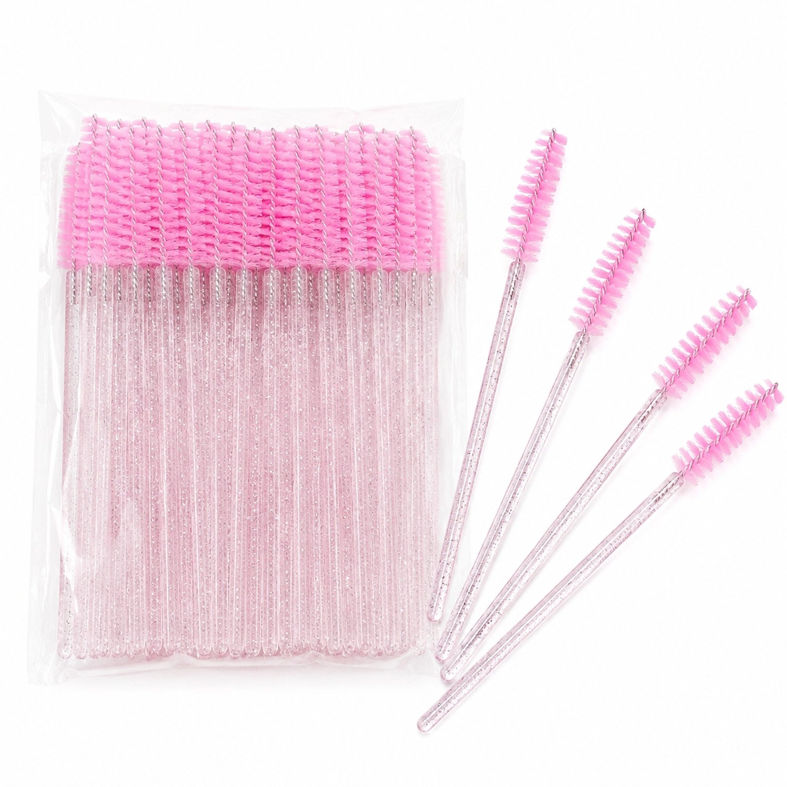 Glitter Handle Disposable Eyelash Mascara Wands — Soft Nylon Bristles, Multi-Use for Lashes & Brows (50Pcs Value Pack) - Image 4