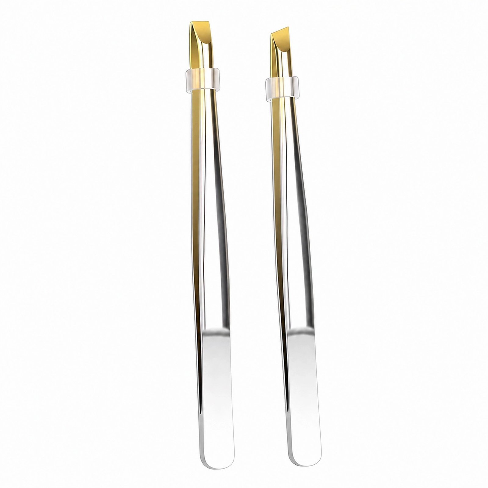 Slant Tip Tweezers Set 2pcs — Precision Stainless Steel with Gold-Tipped Grips, Durable & Rust-Resistant - Image 4