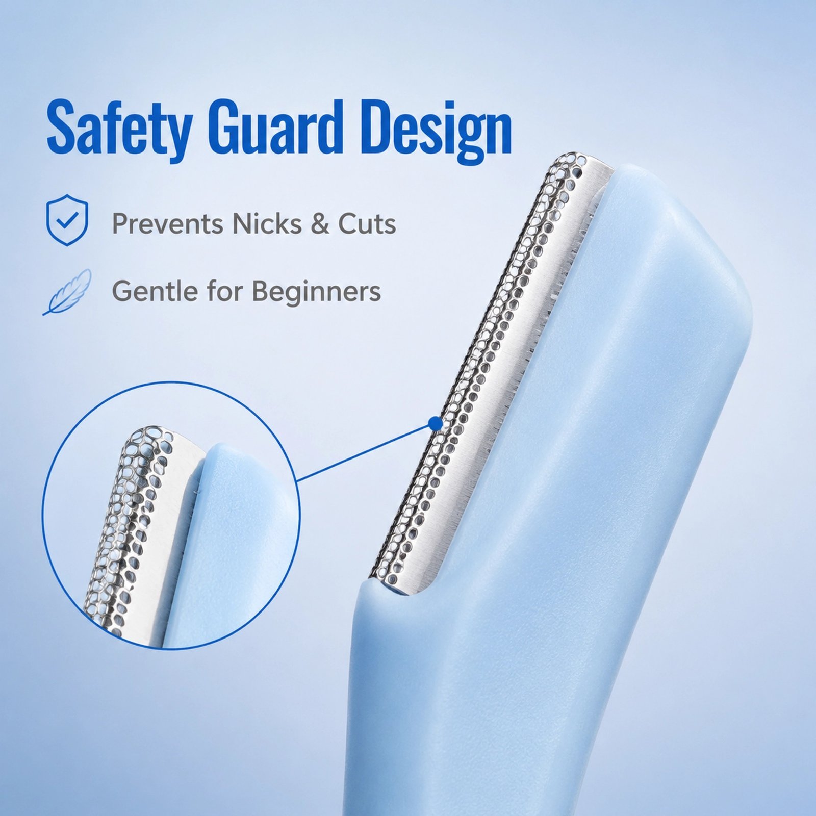 Safety Micro-Guard Eyebrow Razor — Replaceable Blade, Anti-Scratch Guard, Beginner-Friendly (Blue) - Image 5