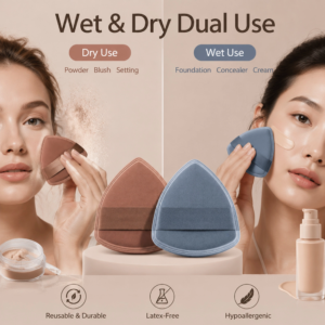 Morandi Soft Triangle Makeup Puff Set — Velvet Touch, Streak-Free Finish, Wet & Dry Use (Multi-Pack)