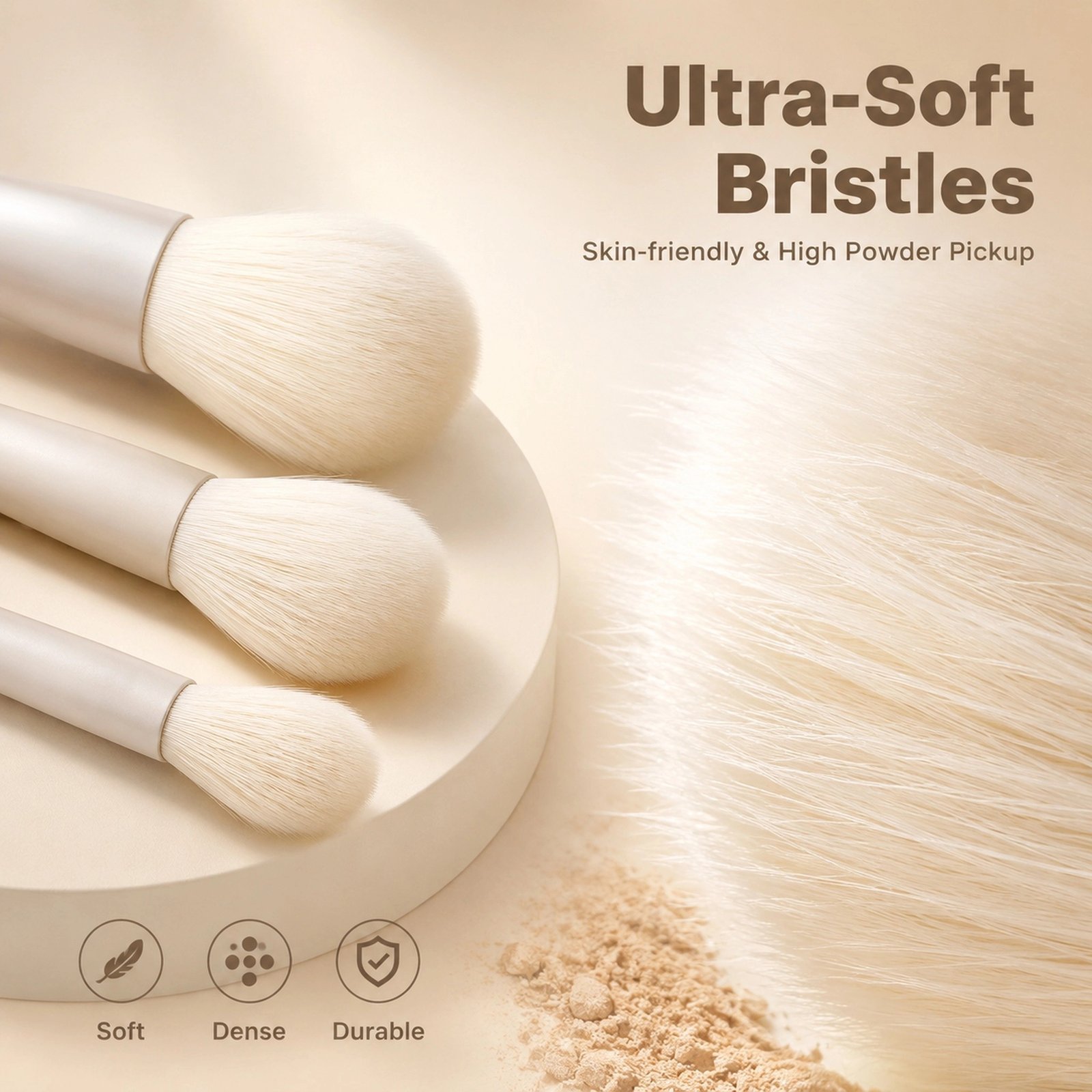 10Pcs Creamy Nude Makeup Brush Set — Ultra-Soft Bristles, Full-Face Coverage Kit (Creamy Nude) - Image 5