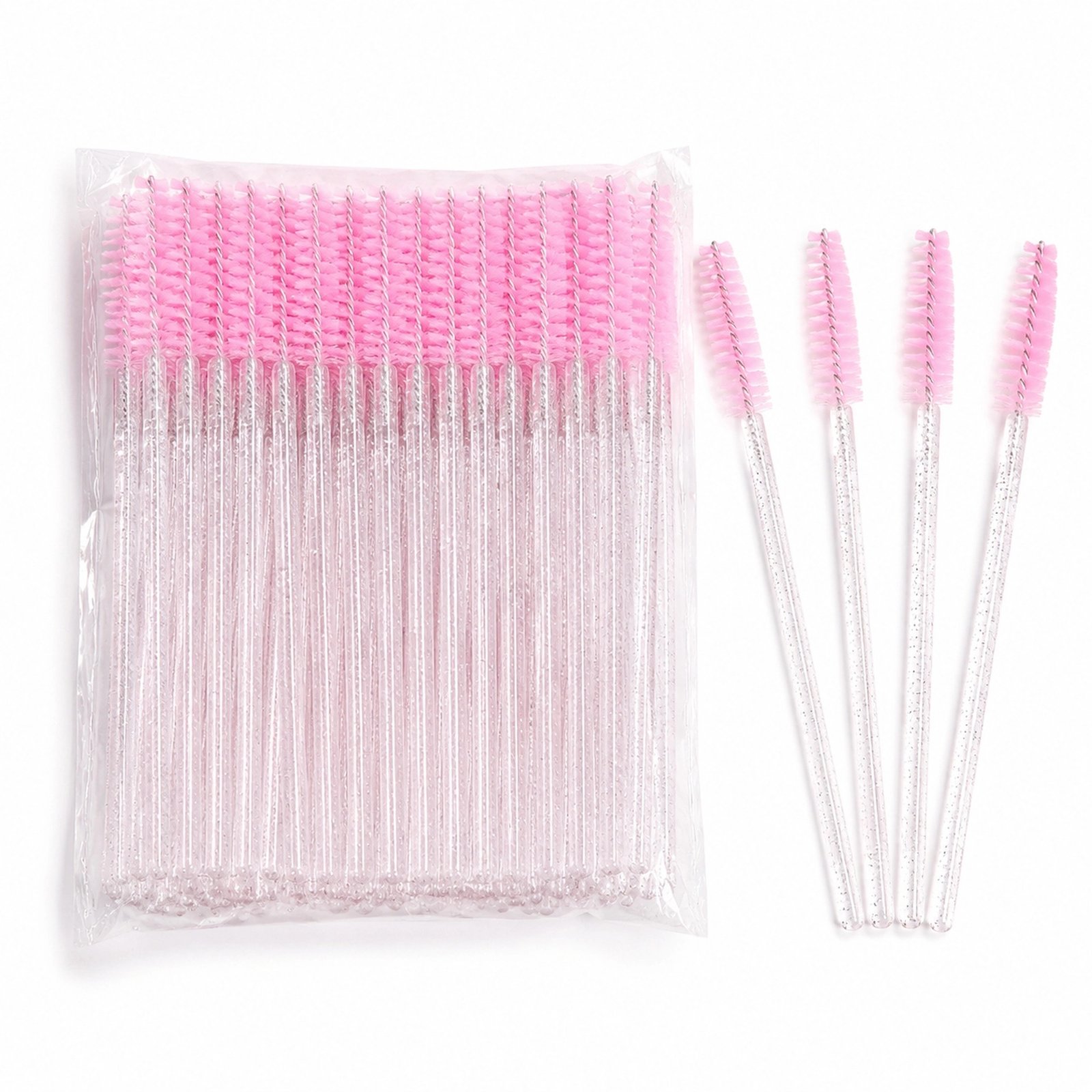 Glitter Handle Disposable Eyelash Mascara Wands — Soft Nylon Bristles, Multi-Use for Lashes & Brows (50Pcs Value Pack) - Image 5