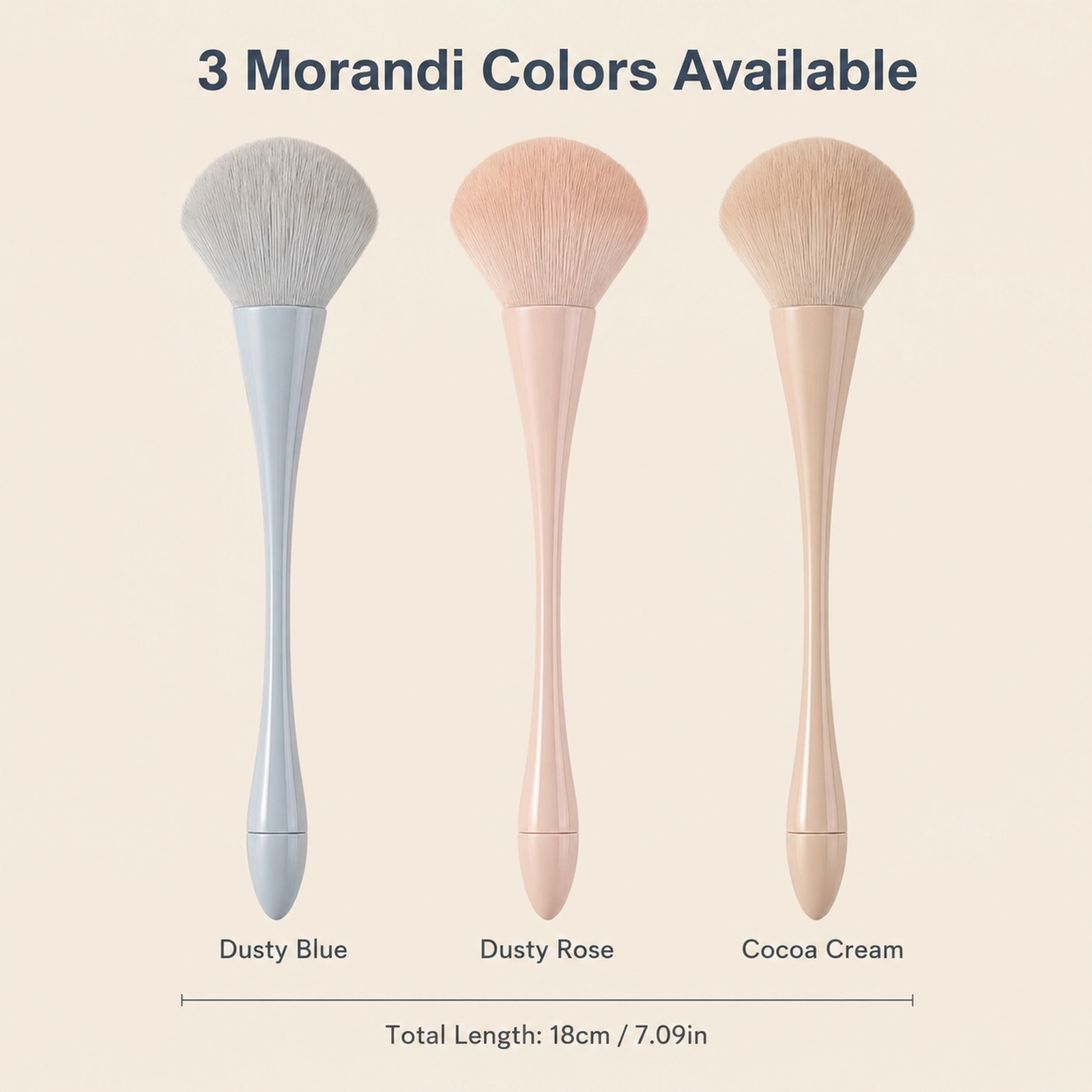 Large Powder Brush — Fluffy & Soft Bristles, Ergonomic Waist-Design Handle (Morandi Color Options) - Image 5