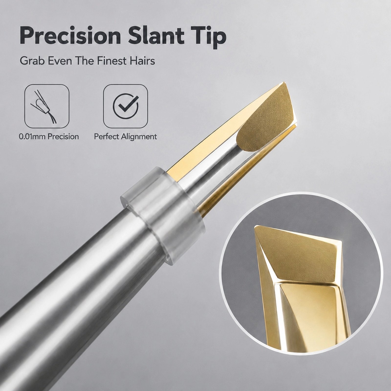 Slant Tip Tweezers Set 2pcs — Precision Stainless Steel with Gold-Tipped Grips, Durable & Rust-Resistant - Image 3
