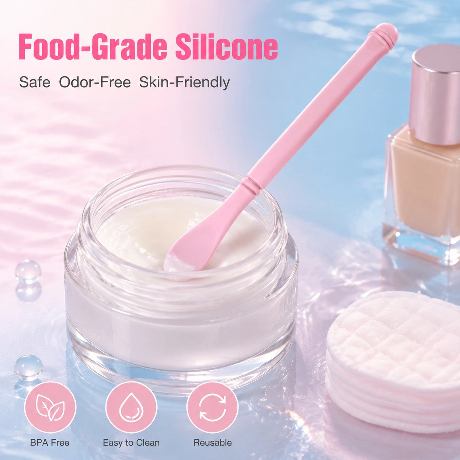 Pink Silicone Cosmetic Spatula Set 3pcs — Dual-Ended Food-Grade Scoop & Spreader, 3 Sizes for All Jars - Image 5