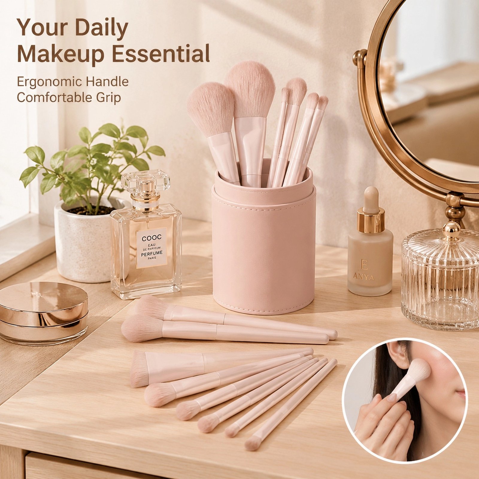 12Pcs Nude Pink Makeup Brush Set — Ultra-Soft Bristles, Full-Face Coverage Kit (Nude Pink)