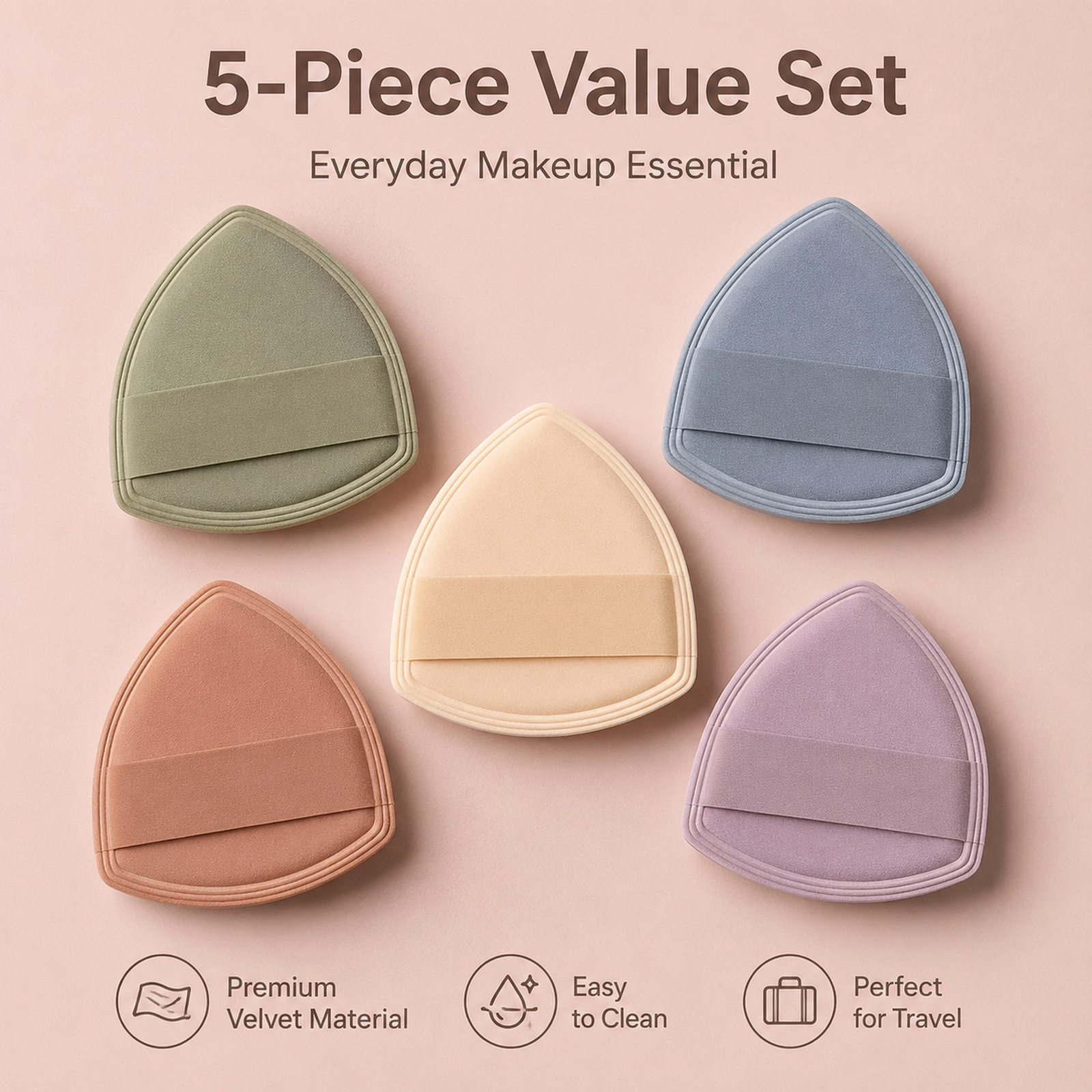 Morandi Soft Triangle Makeup Puff Set — Velvet Touch, Streak-Free Finish, Wet & Dry Use (Multi-Pack) - Image 6