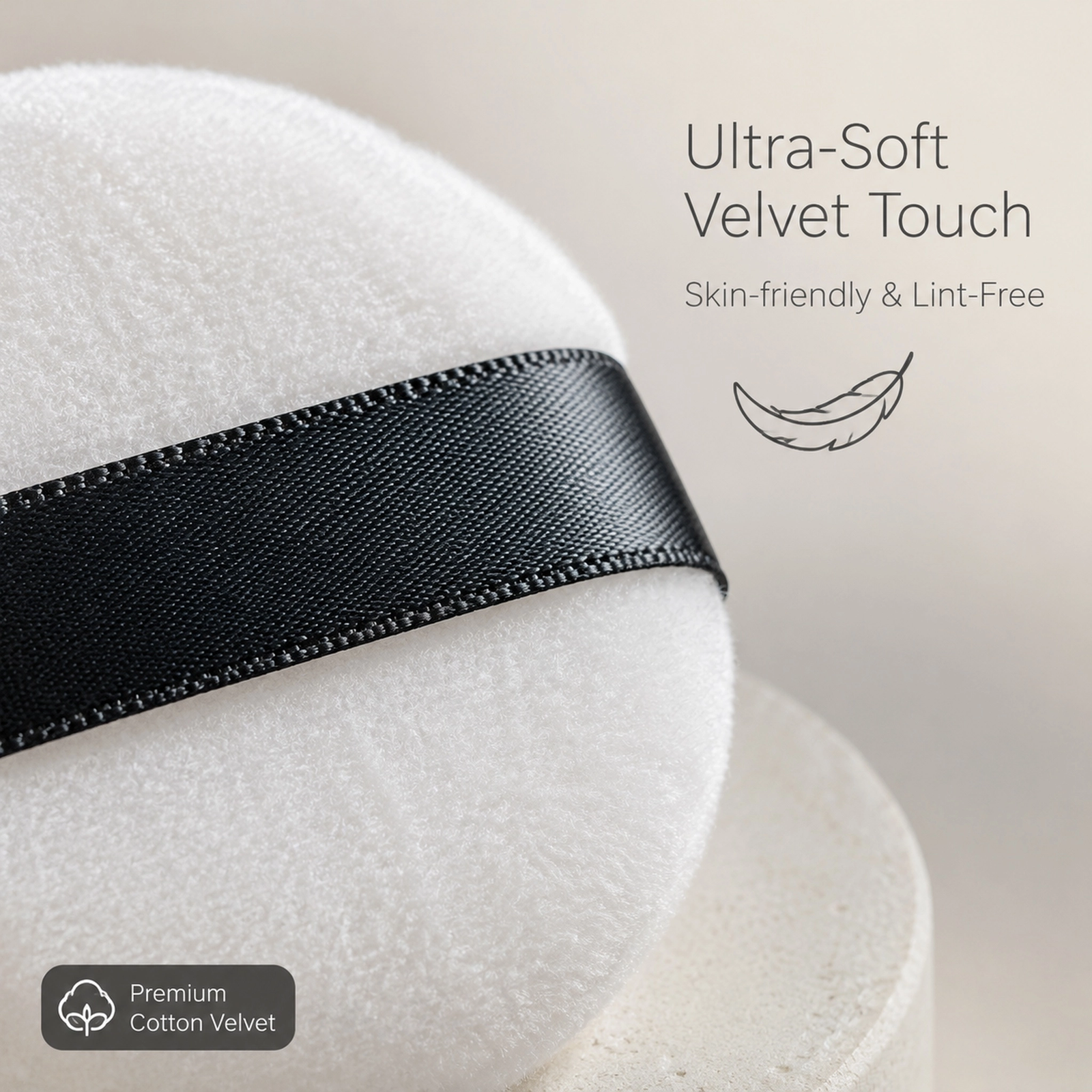 Velvet Powder Puff — Ultra-Soft Velvet Surface, Even Streak-Free Setting, Washable & Reusable - Image 2