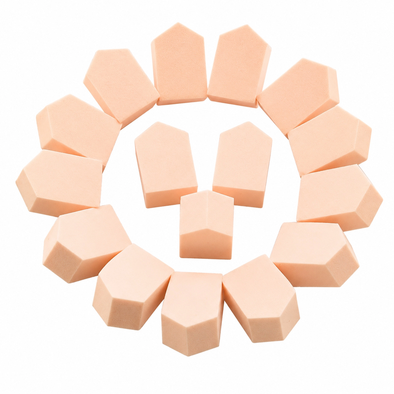 Multi-Angle Makeup Sponge Set 15pcs — Wet & Dry Use, Non-Absorbent, Flawless Application (Skin Tone) - Image 2