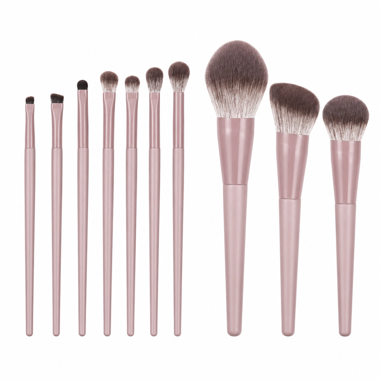 10Pcs Professional Makeup Brush Set — Ultra-Soft Dense Bristles (Grey-Pink / Black) - Image 3