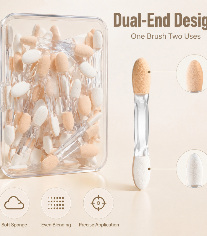 20pcs Disposable Dual-Sided Eyeshadow Brush Set — Soft Sponge Tip, Hygienic & Travel-Friendly (20pcs)