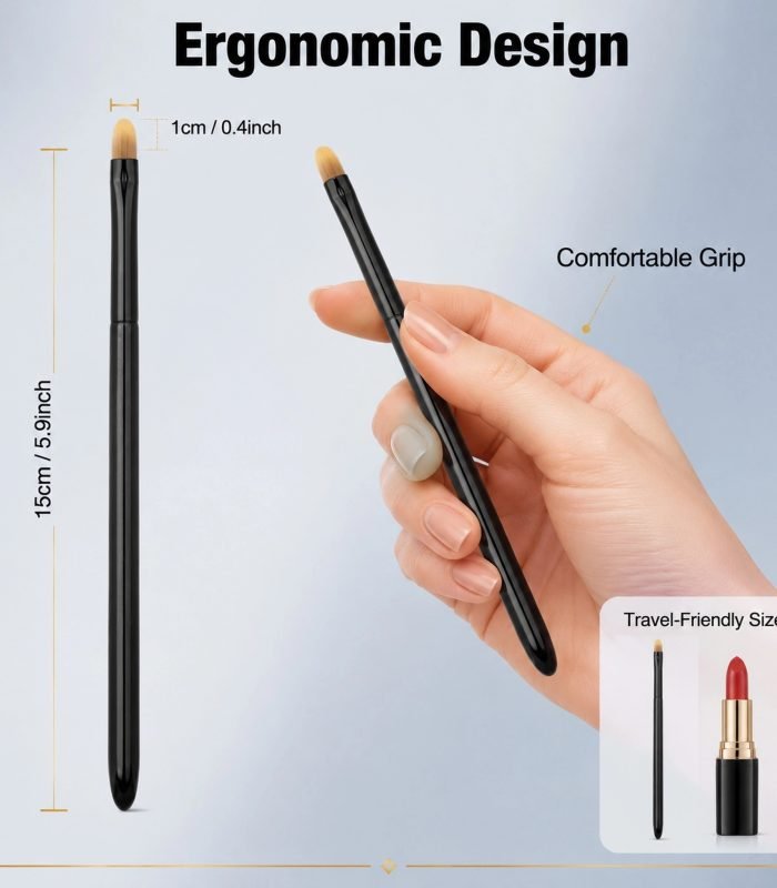 Dual-Ended Concealer & Eyeshadow Brush Set 2pcs — Round & Angled Tips, Black Lacquered Handle