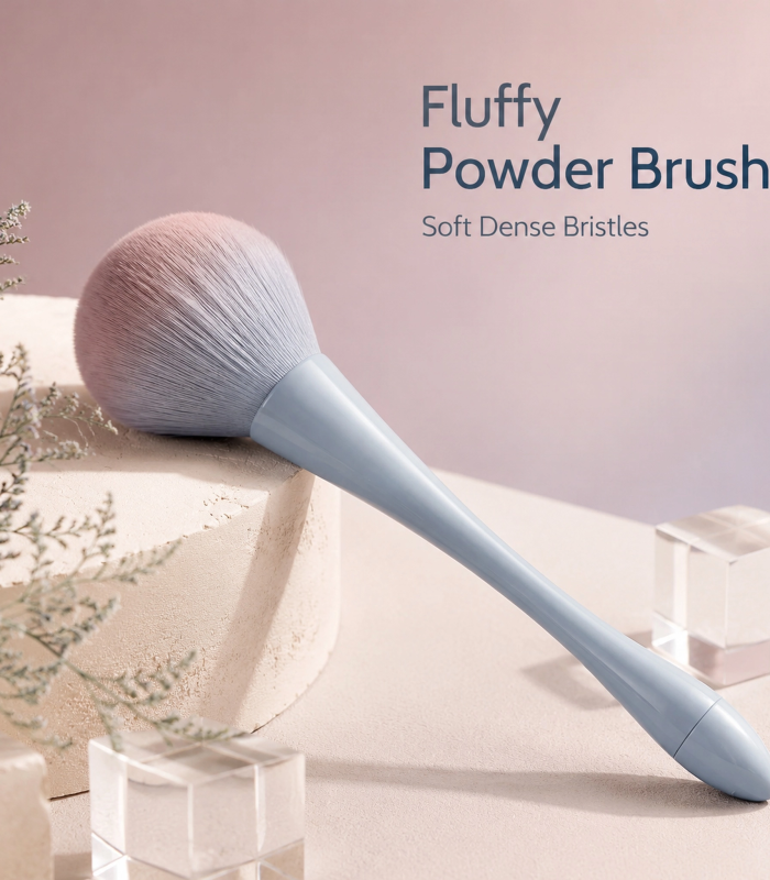 Large Powder Brush — Fluffy & Soft Bristles, Ergonomic Waist-Design Handle (Morandi Color Options)