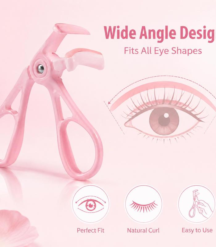 Pink Wide-Angle Mini Eyelash Curler — Precision Localized Curling, Long-Lasting Hold, Beginner-Friendly (Pink)