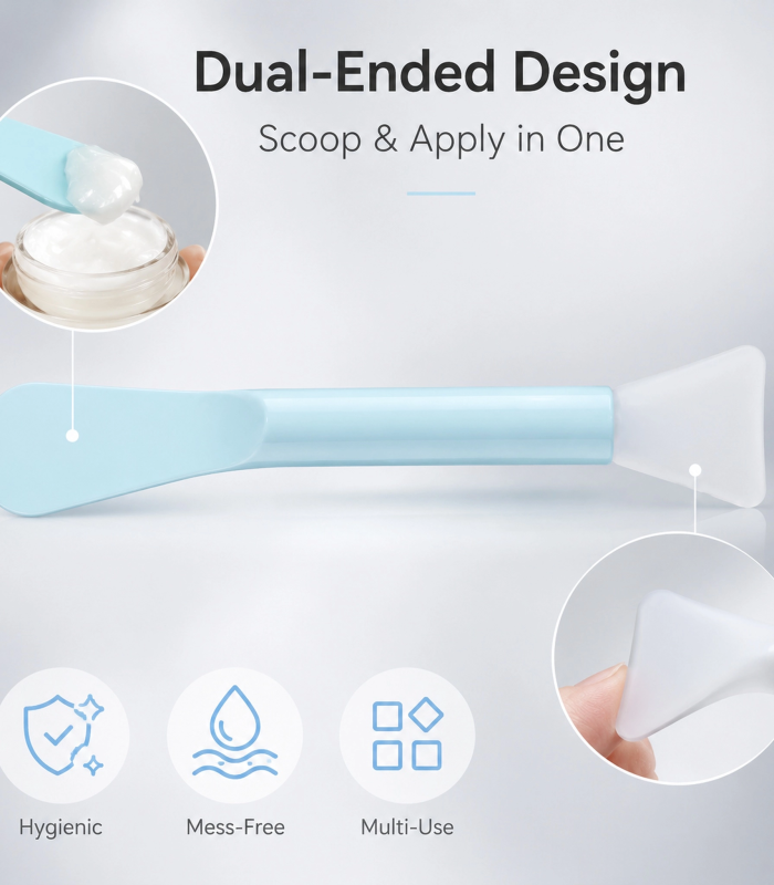 Dual-Ended Silicone Facial Mask Brush — Food-Grade Silicone, Even Application, Easy Clean (Multi-Color)