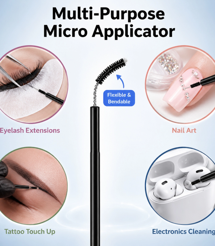 Disposable Micro Applicator Brushes 100pcs — Ultra-Fine Fiber Tips, Precise Application, Hygienic & Multi-Use (Black)