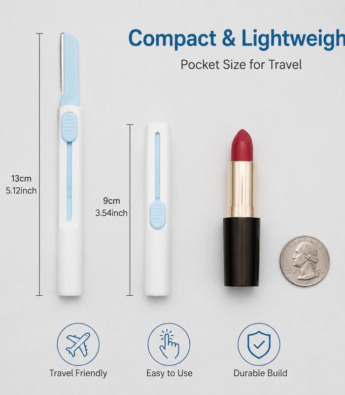 Sky Blue Retractable Eyebrow Razor — Portable Design, Safety Guard Blade, Gentle & Compact (Sky Blue)