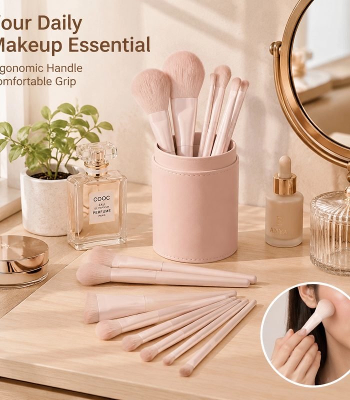 12Pcs Nude Pink Makeup Brush Set — Ultra-Soft Bristles, Full-Face Coverage Kit (Nude Pink)