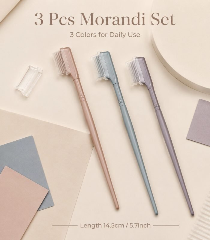 Dual-Ended Brow & Lash Comb — Precision Steel Teeth & Soft Nylon Brush